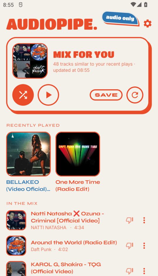 AudioPipe — Mix for you, built from your last plays